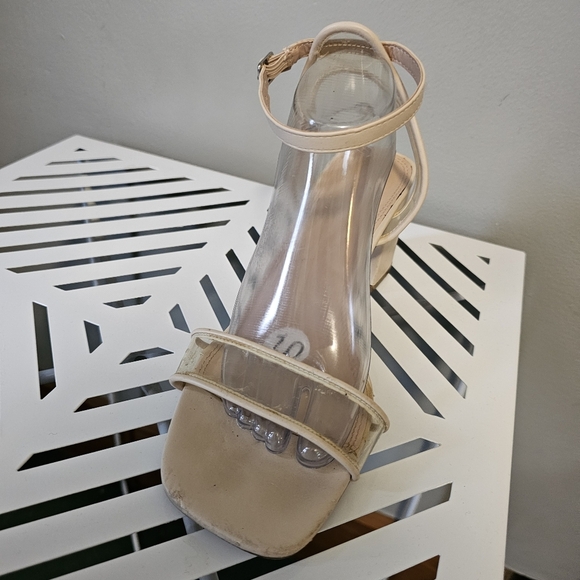 Forever 21 block heel 10 clear strap nude dress shoes - Picture 3 of 7